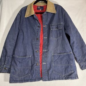 MASTERMAN Denim Trucker  Jacket  Chore Coat Corduroy Collar Button Up